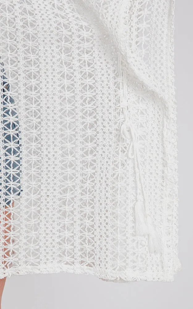 MS0340 FLOWER PATTERN CROCHET LACE COVER-UP