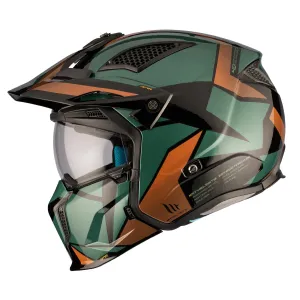 MT Streetfighter Matte Black Green Gold Luxury Helmet