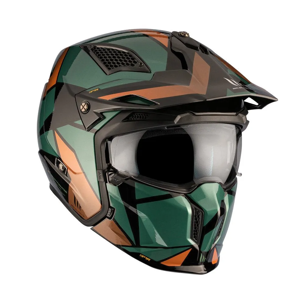 MT Streetfighter Matte Black Green Gold Luxury Helmet
