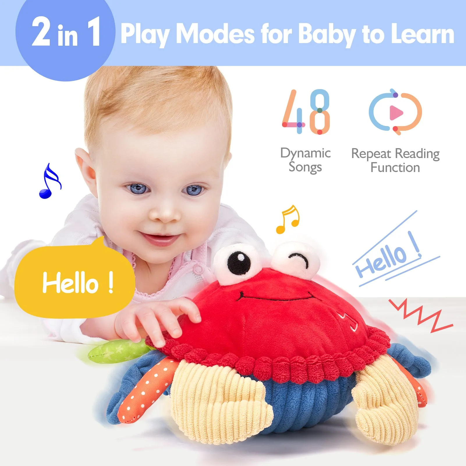 Musical Dancing Crab Sensory Toy for 12-18 Months