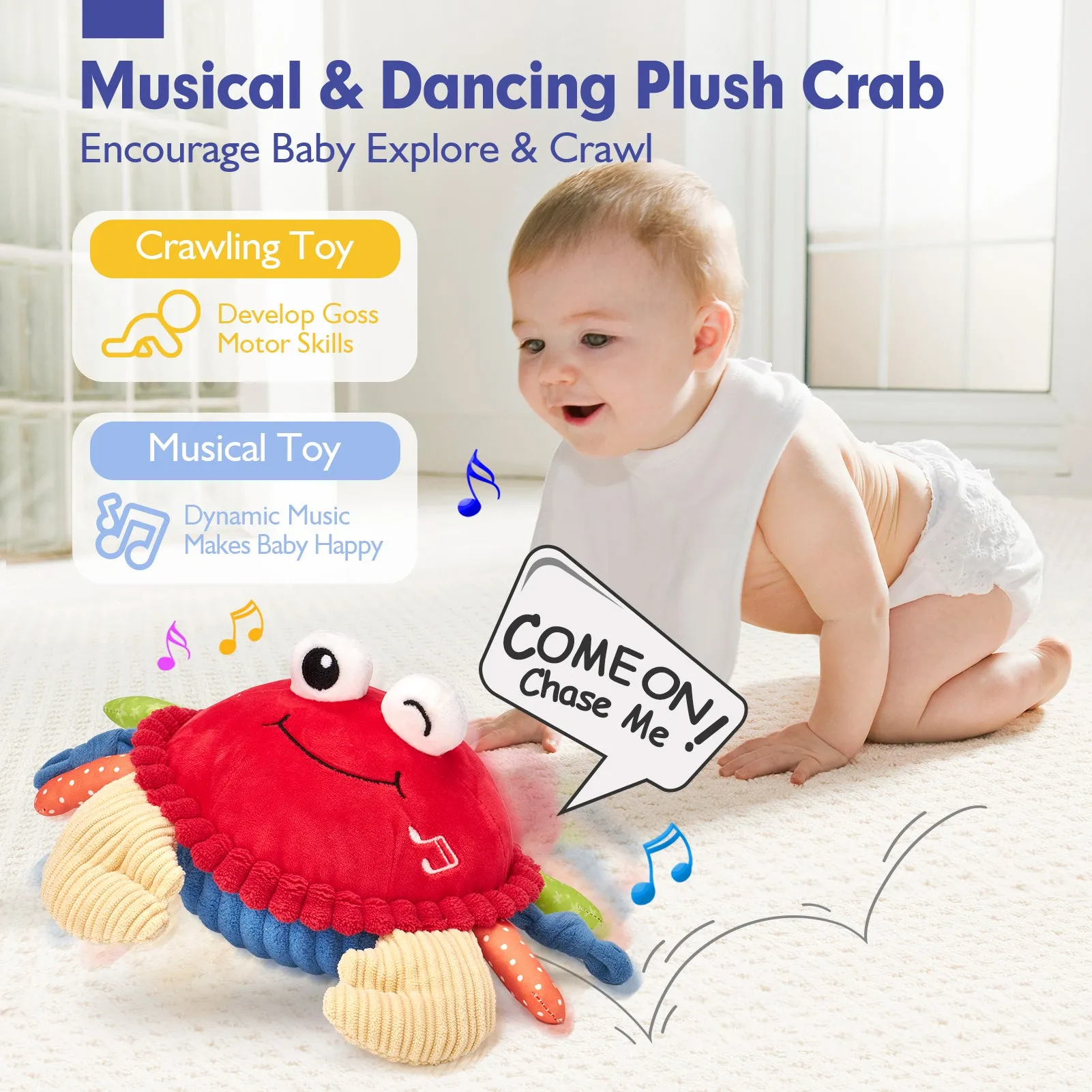 Musical Dancing Crab Sensory Toy for 12-18 Months