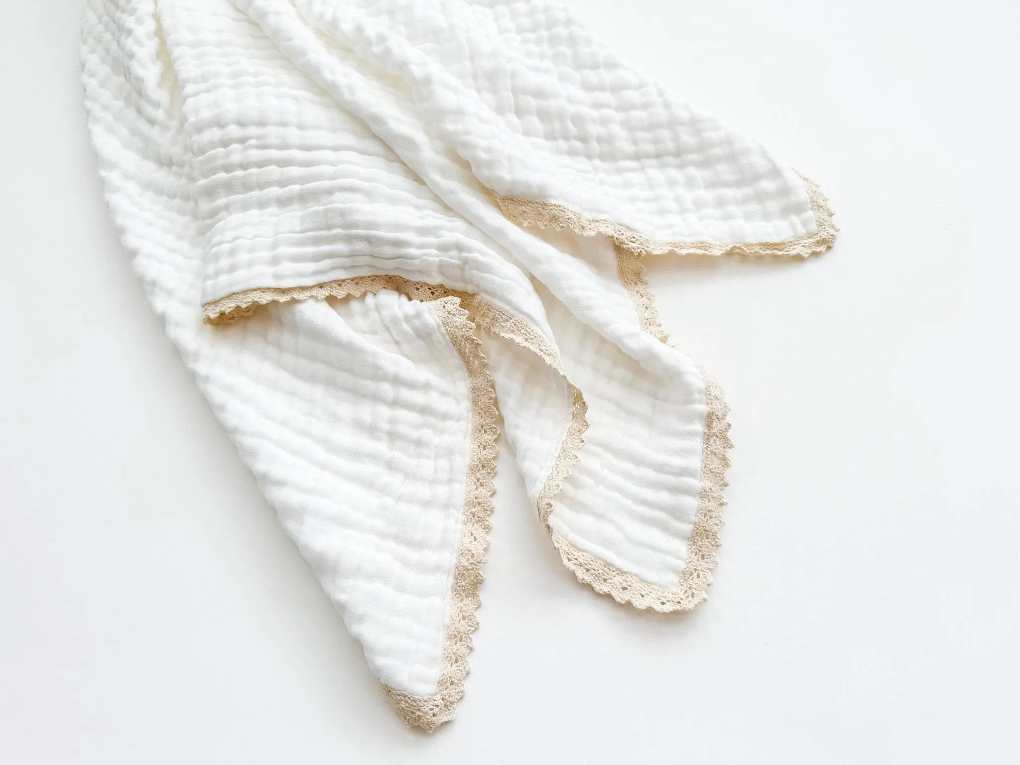 Muslin 6-Layer Blanket - Cream Lace