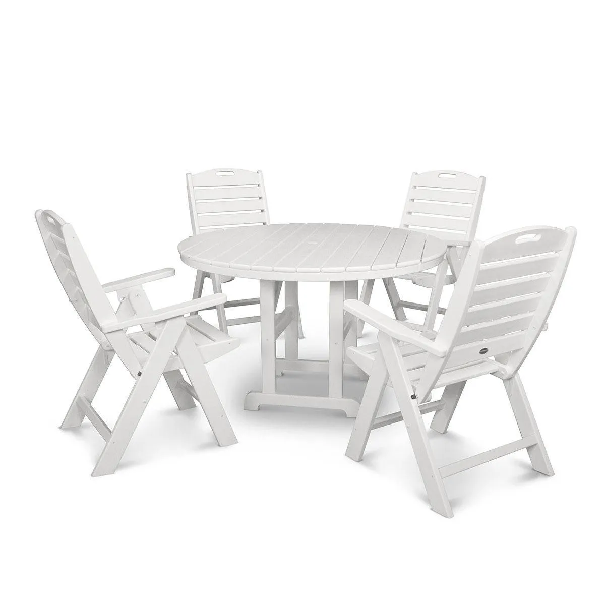 Nautical Folding Highback 5 Piece Farmhouse Dining Set