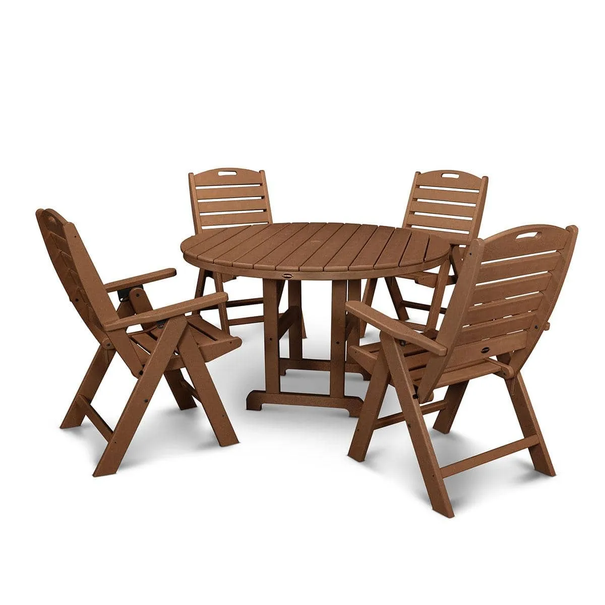 Nautical Folding Highback 5 Piece Farmhouse Dining Set