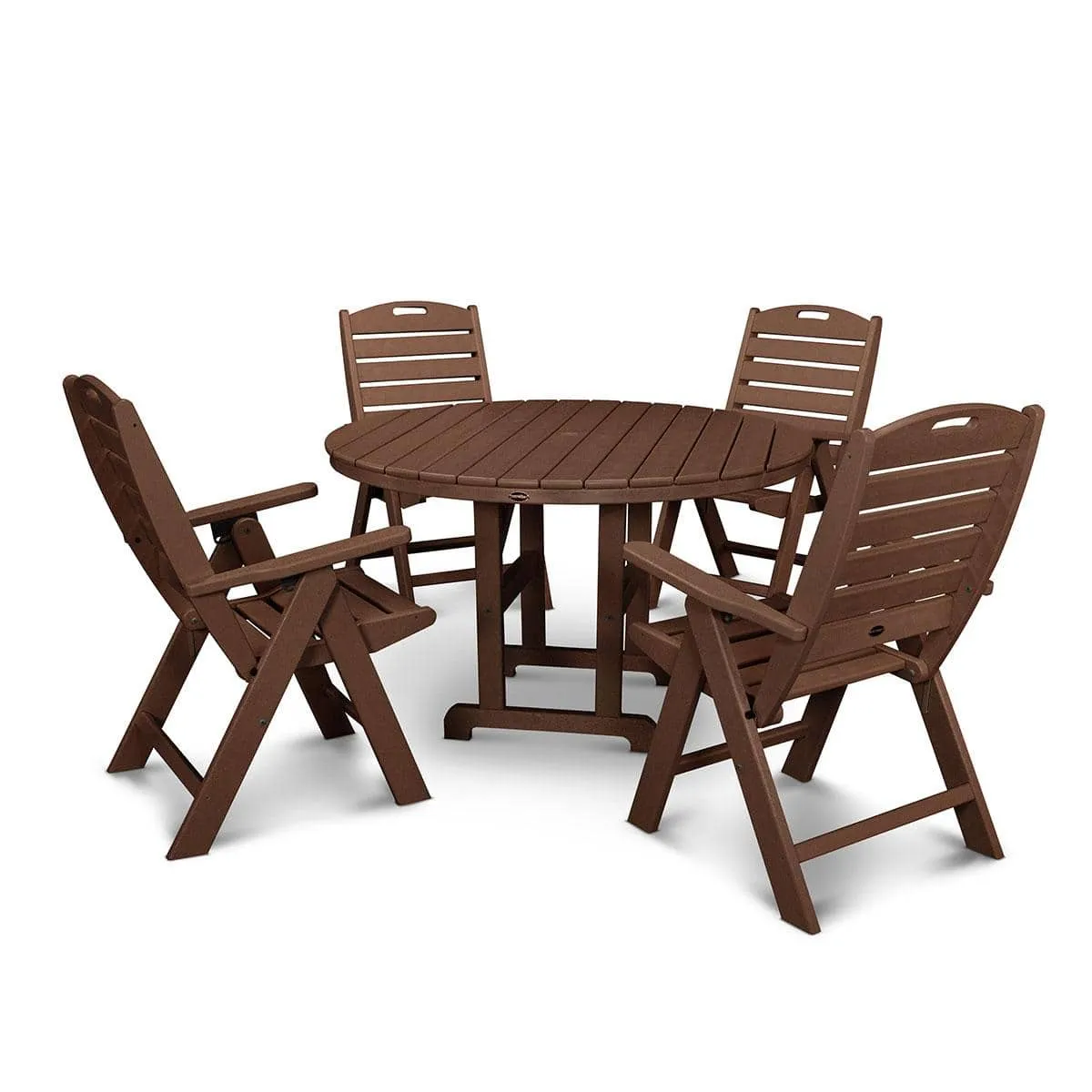 Nautical Folding Highback 5 Piece Farmhouse Dining Set