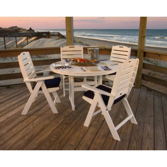 Nautical Folding Highback 5 Piece Farmhouse Dining Set
