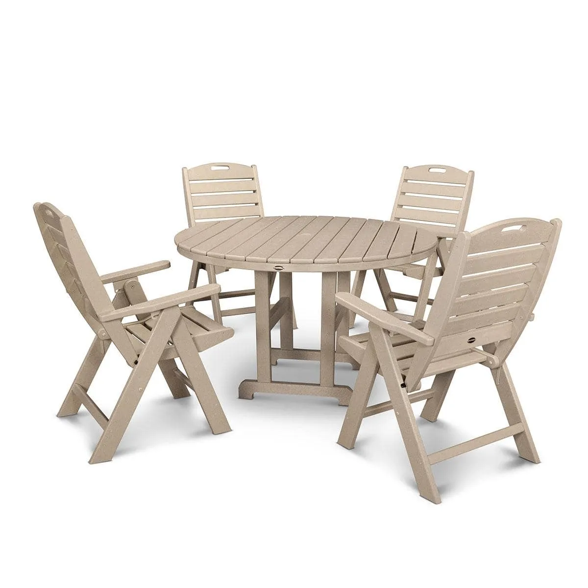 Nautical Folding Highback 5 Piece Farmhouse Dining Set