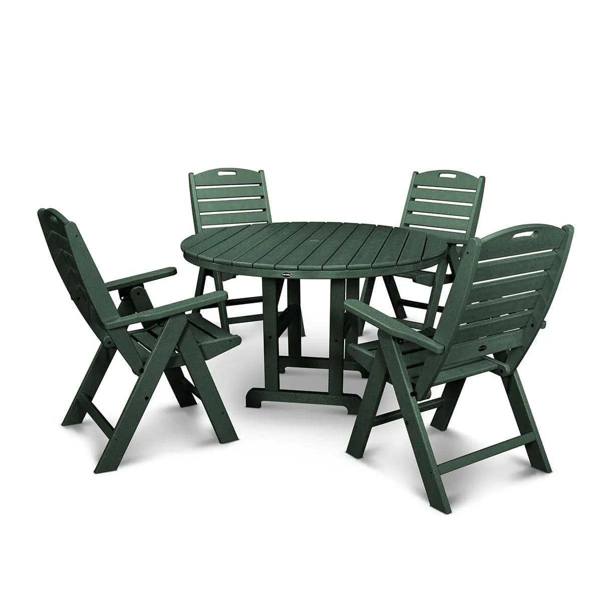 Nautical Folding Highback 5 Piece Farmhouse Dining Set