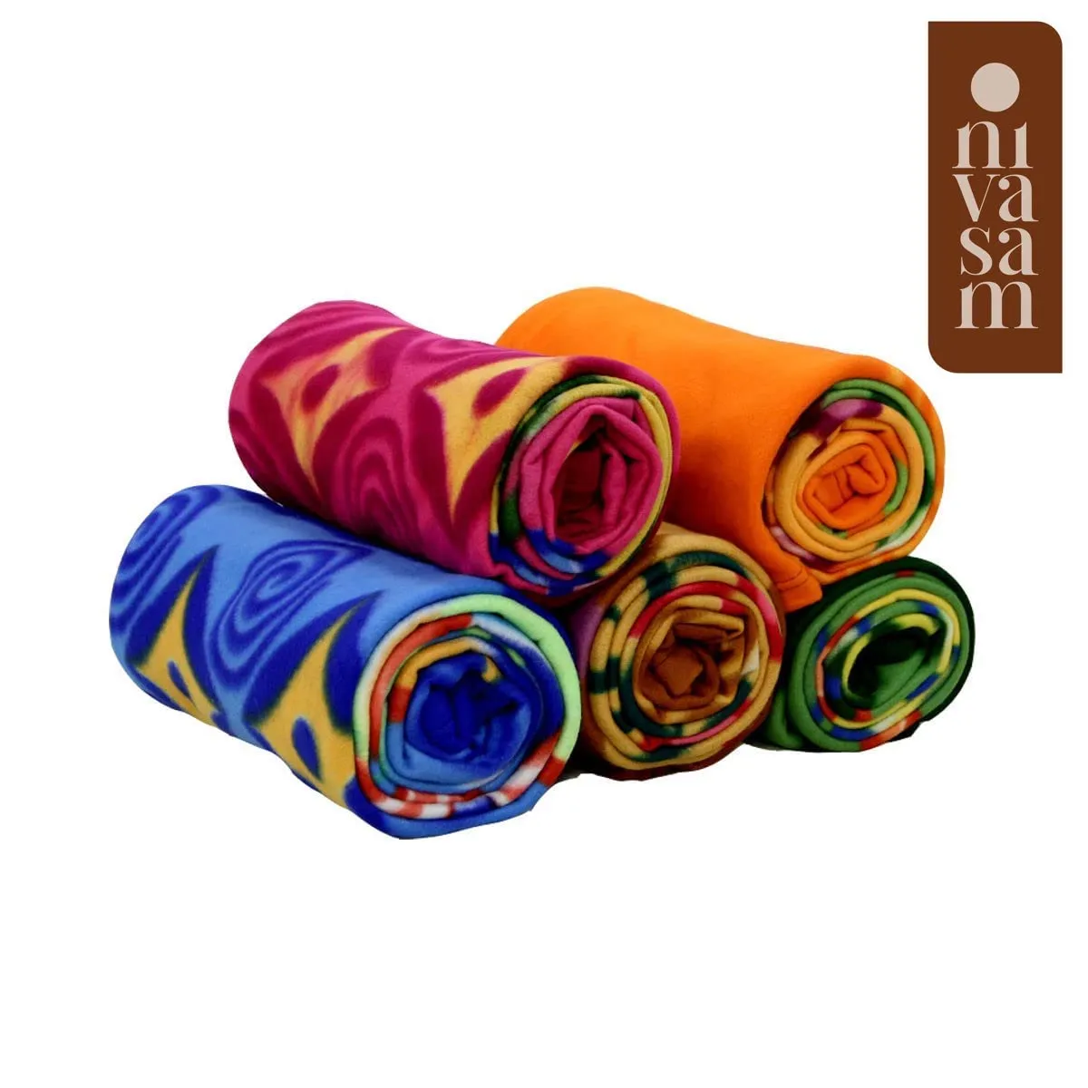 Nivasam Polar Fleece Blanket Super Soft Light Weight, Micro Fleece All Season, Dohar, Ac Blanket, Travel Blanket Multicolour, Set of 10 (5 Solid   5 Printed) (Single Bed)