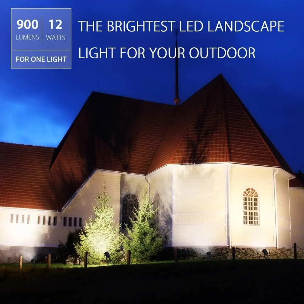 Outdoor Landscape LED Lighting 12W Waterproof Garden Lights COB Led Spotlights with Spiked Stand for Lawn Decorative Lamp US 3- Plug 3000K Warm White (2 Packs)