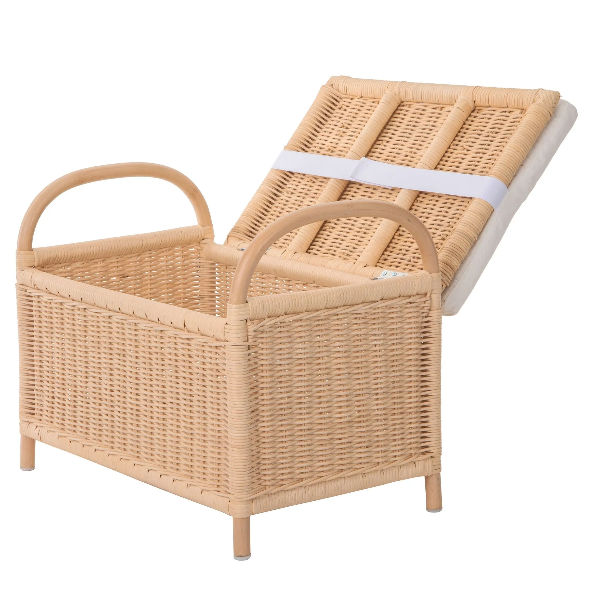 Rattan Trunk Bench with Removable Seat Cushion and Underseat Storage - Small, For Kids