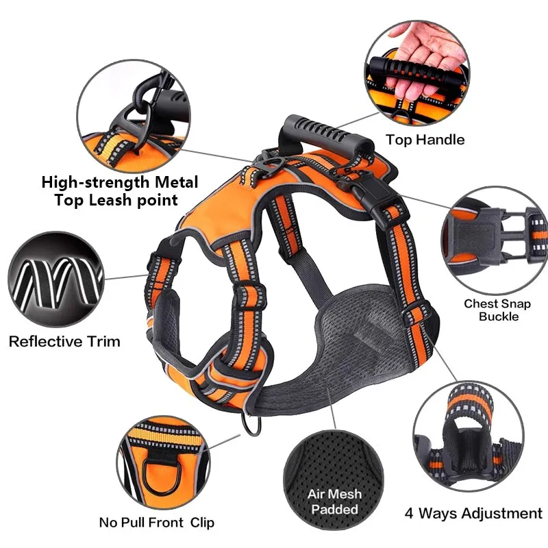 Reflective No Pull Breathable Pet Dog Puppy Outdoor Vest Walking Training Harness Vest