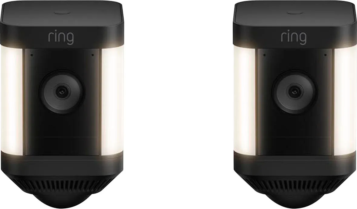 Ring - Spotlight Cam Plus 2-pack Camera Indoor/Outdoor Wireless 1080p Security Cameras - Black
