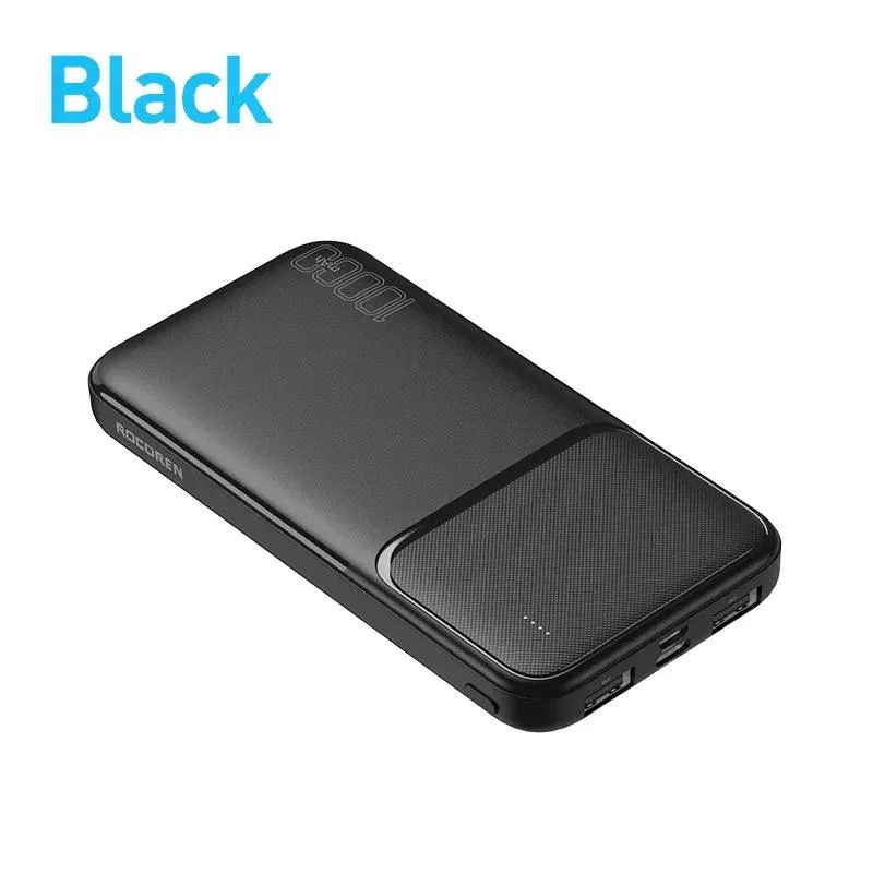 Rocoren Rapid Charge Power Bank: Dual USB External Battery with Integrated Cables