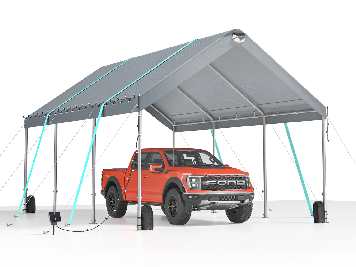SANNWSG Heavy Duty  Extra Large Portable  with Adjustable Peak Height from 9.5ft to 11ft,Metal Roof  no sidewall carport