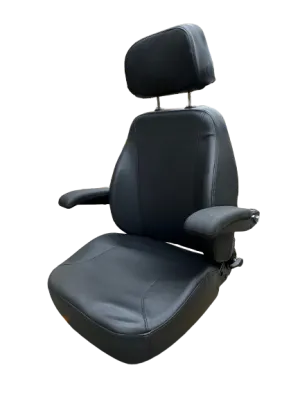 Seats Inc C1211 Deluxe Universal Seat in Black Vinyl with Headrest & Dual Arms (Optional Suspension)