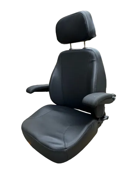Seats Inc C1211 Deluxe Universal Seat in Black Vinyl with Headrest & Dual Arms (Optional Suspension)
