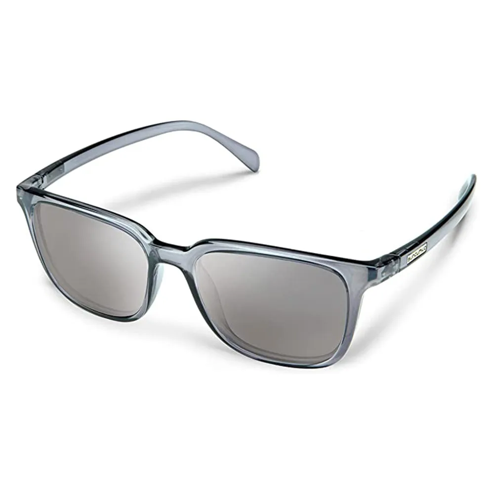 Suncloud Womens Transparent Grey Frame Silver Mirror Lens Polarized Boundary Square Sunglasses - 2042011WW564M