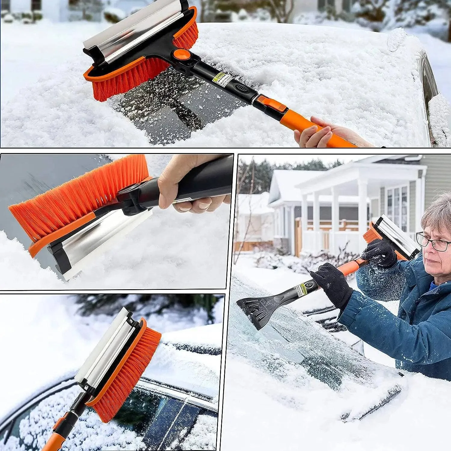 TheWellBeing Extendable Snow Brush and Ice Scrapers for Cars Trucks SUVs Windshield Snow