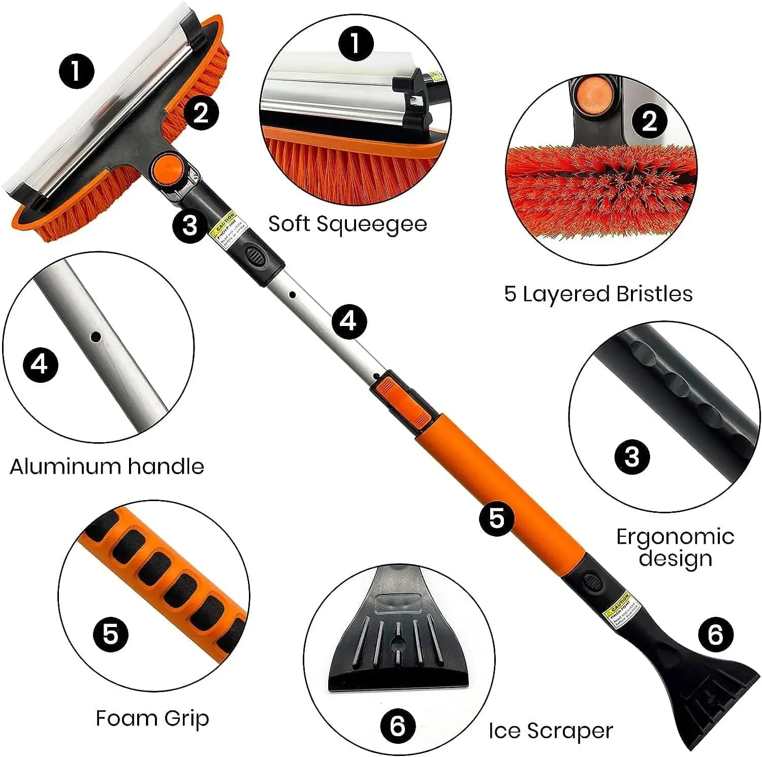 TheWellBeing Extendable Snow Brush and Ice Scrapers for Cars Trucks SUVs Windshield Snow