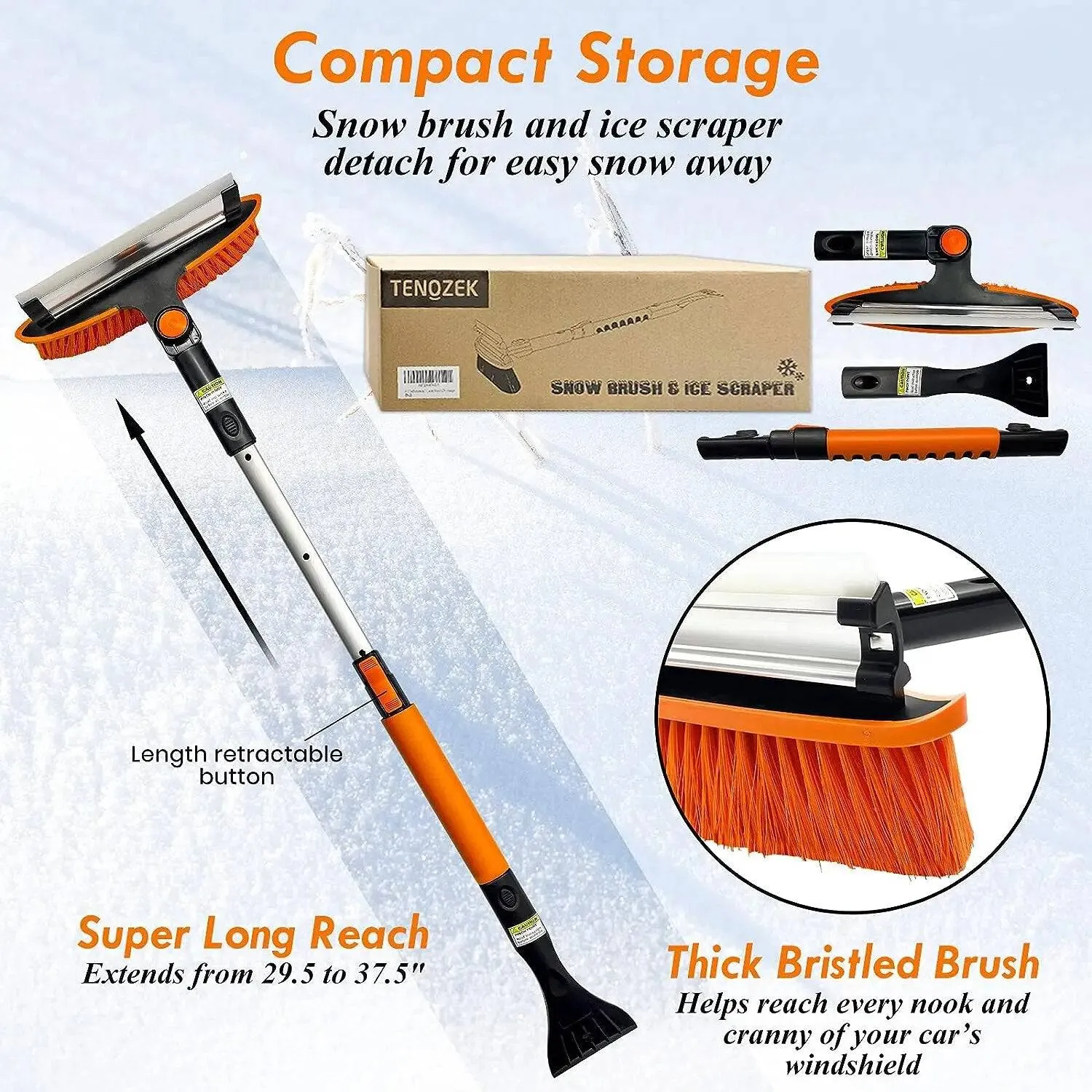 TheWellBeing Extendable Snow Brush and Ice Scrapers for Cars Trucks SUVs Windshield Snow