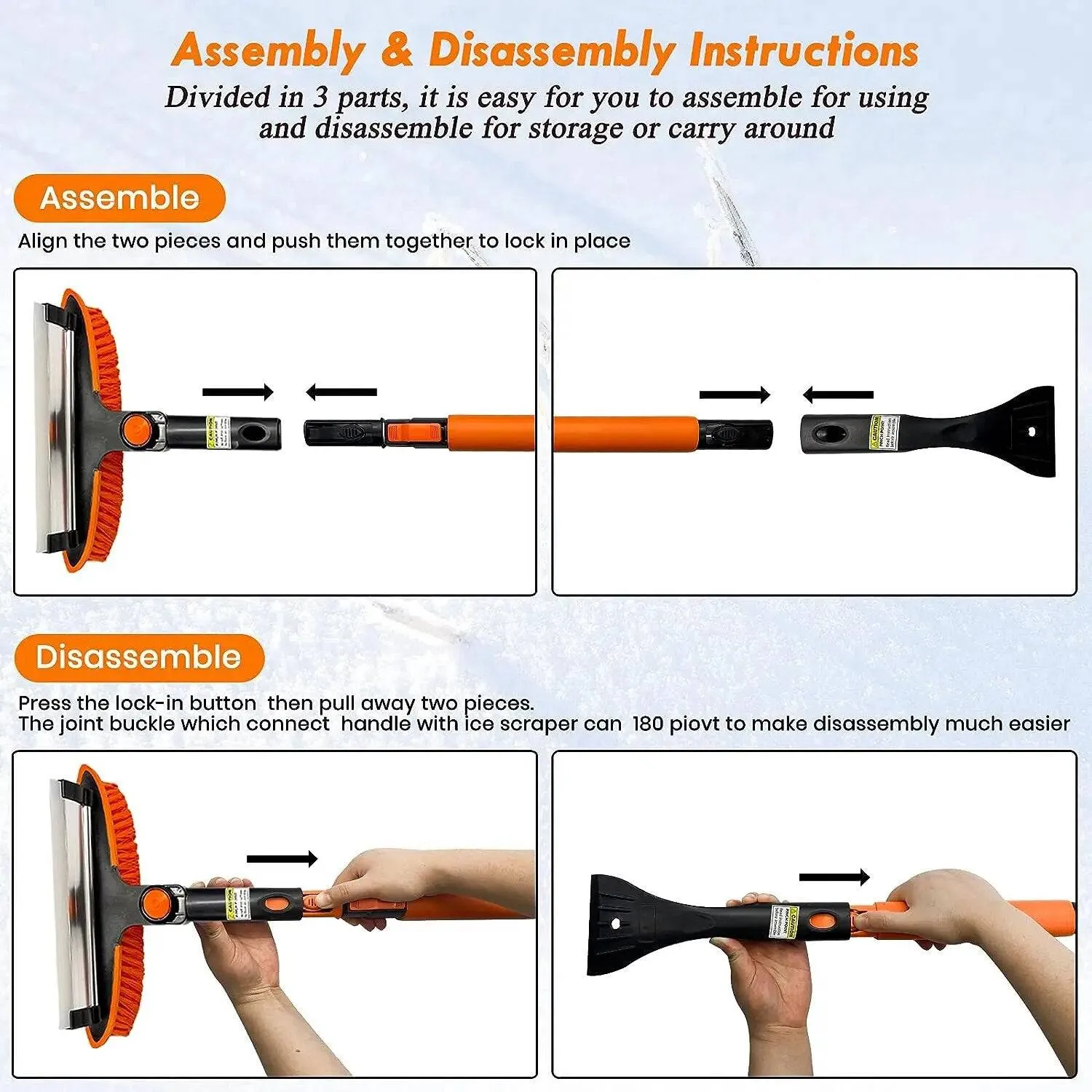 TheWellBeing Extendable Snow Brush and Ice Scrapers for Cars Trucks SUVs Windshield Snow