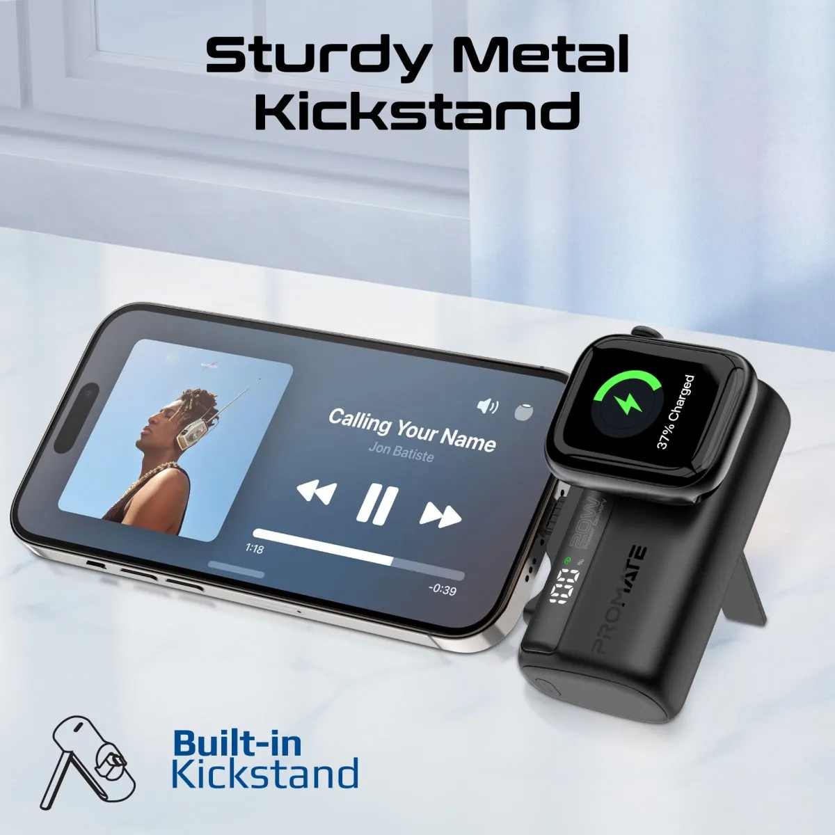 Ultra-Compact Fast Charging Power Bank with In-built USB-C, Lightning Connectors & Apple Watch Charger