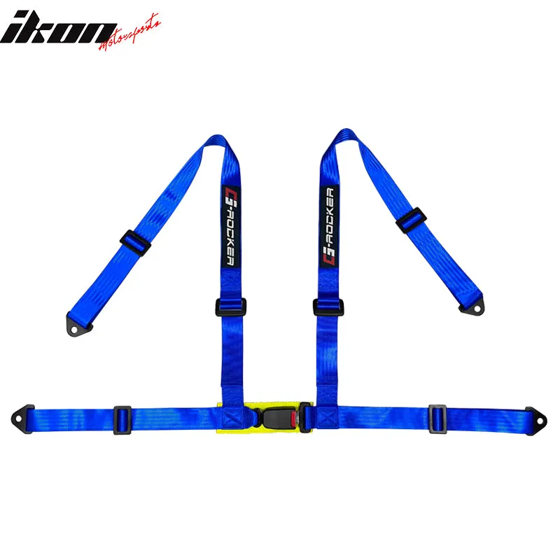 Universal Blue Plaid Racing Seat Dual Slider Buckle Belt PU Carbon