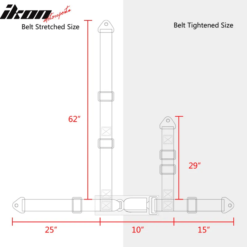 Universal White Bezel Racing Seat Dual Slider Buckle Belt PU Carbon