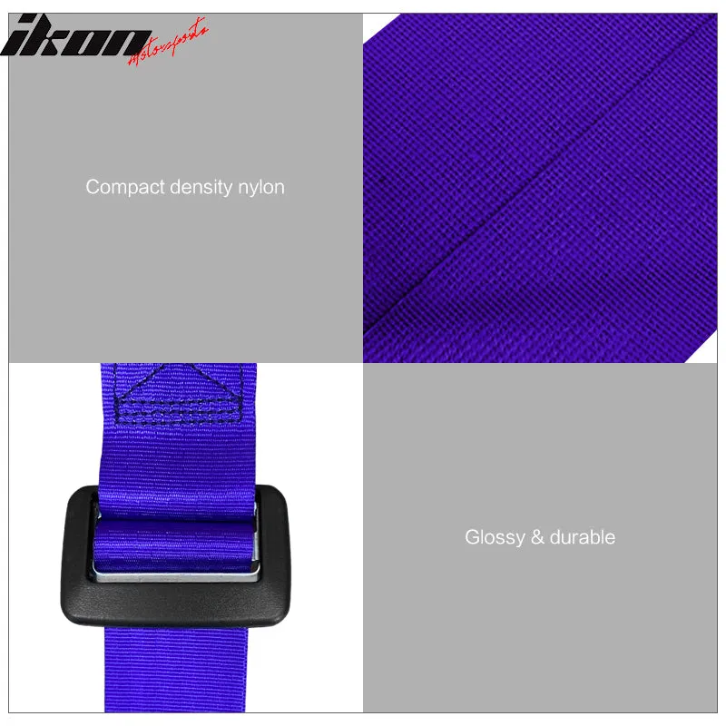 Universal White Bezel Racing Seat Dual Slider Buckle Belt PU Carbon