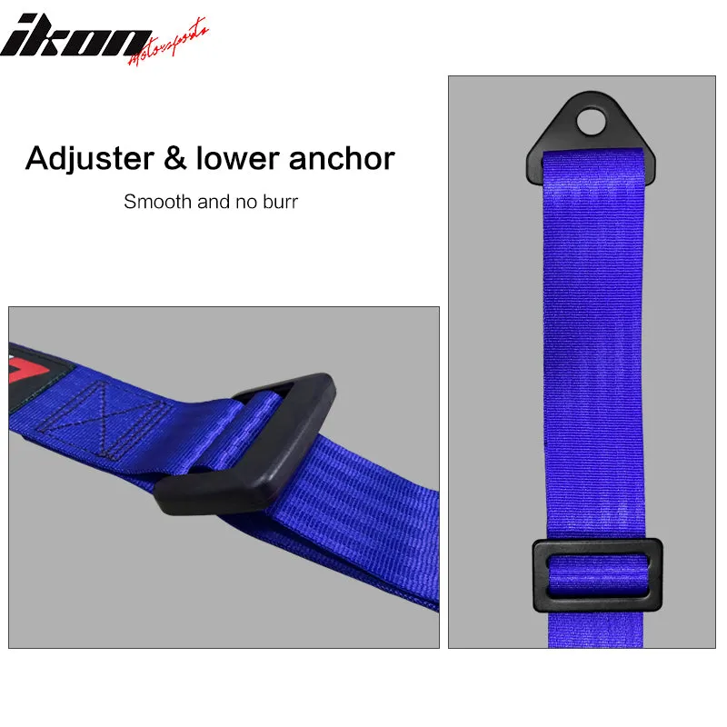 Universal White Bezel Racing Seat Dual Slider Buckle Belt PU Carbon