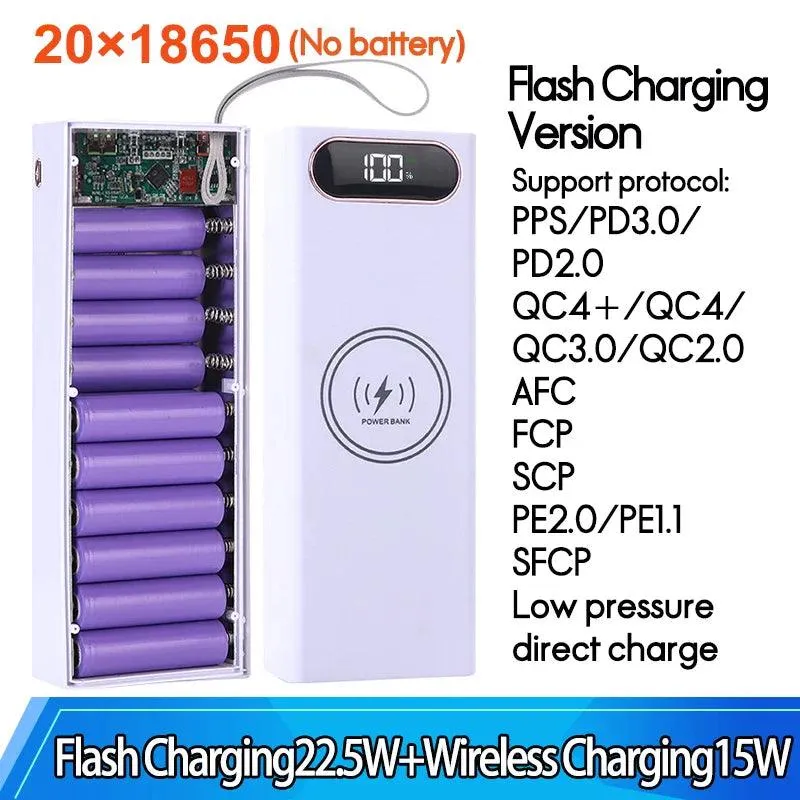 Versatile Detachable 18650 Battery Power Bank Case with Fast Charging and Wireless Options