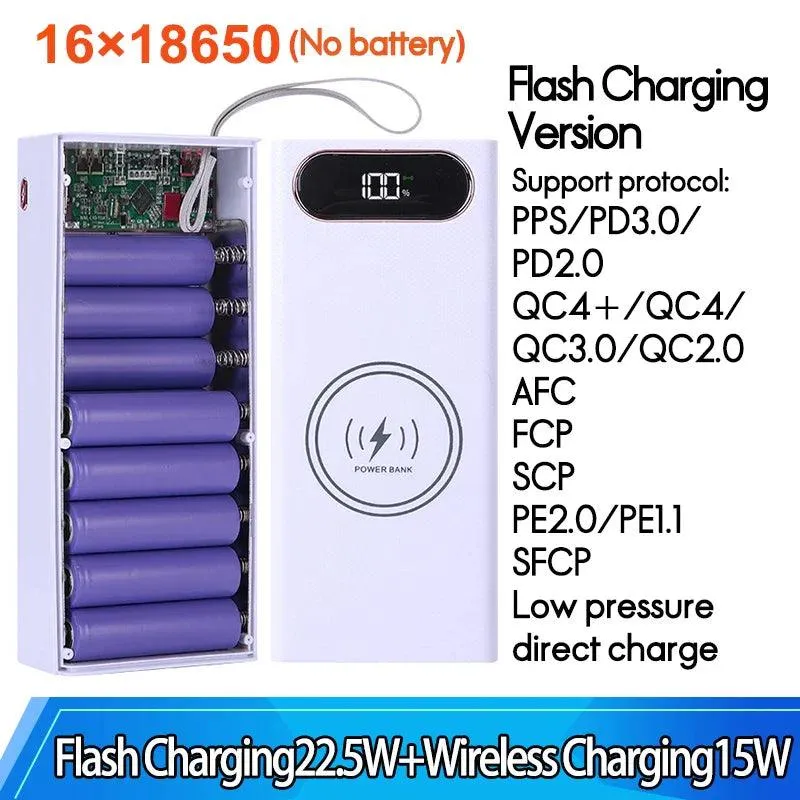 Versatile Detachable 18650 Battery Power Bank Case with Fast Charging and Wireless Options