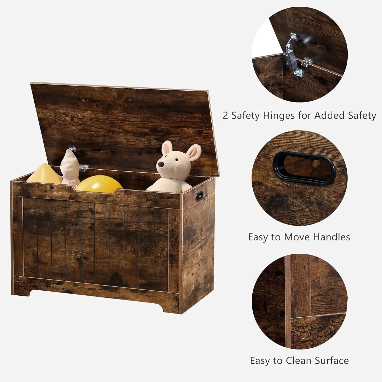 ZENY™ Lift Top Storage Cabinet Bench, Wooden Room Organizer Bin with 2 Safety Hinges